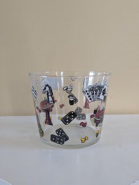 KITSCH VINTAGE POKER VEGAS POKER GLASS ICE BUCKET BARWARE